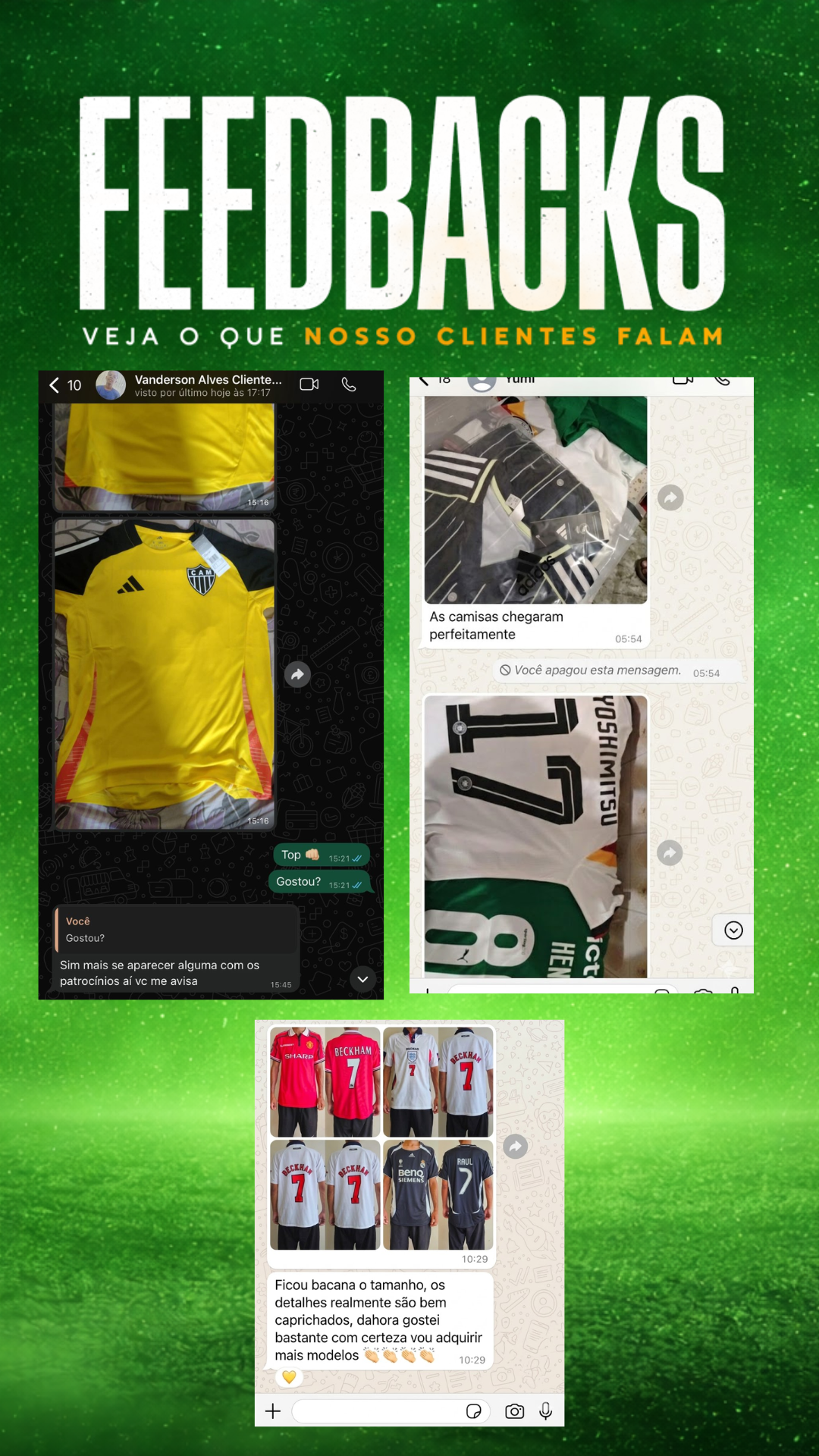 Feedbacks dos clientes